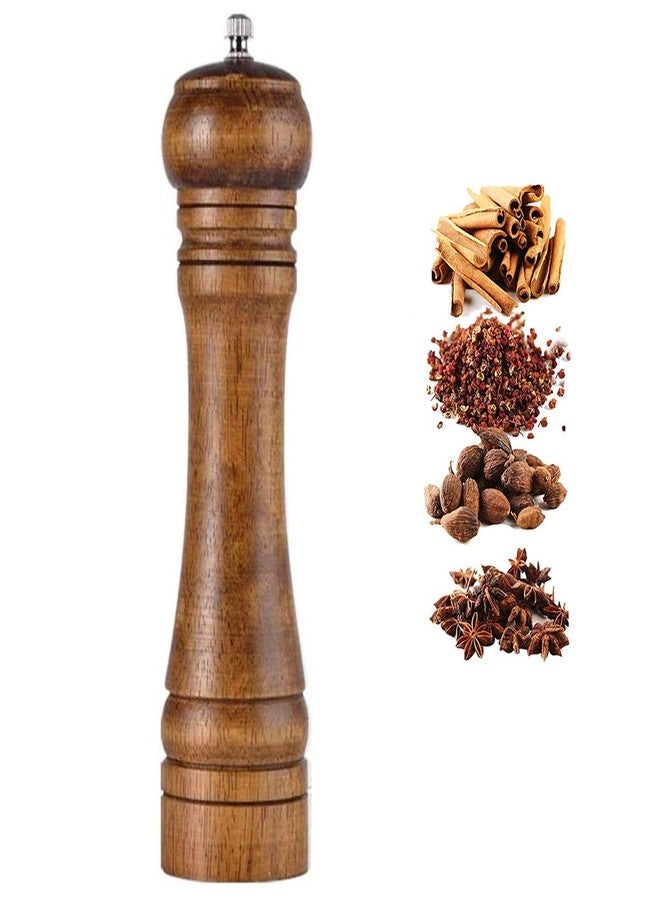 ZAQW solid wood oak grinder restaurant pepper manual grinding powder pepper grinding kitchen seasoning tool (8 inch) - Image 1